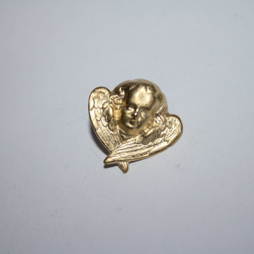 👼✨ Vintage Gold Cherub Tie Pin (1") - Picture 2 of 5